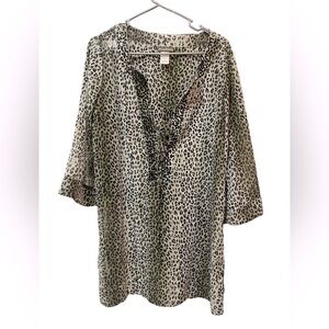 Tommy Bahama Leopard Print 3/4 Sleeves Cover Up Size S
